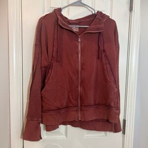 Free People Maroon Zip-Up Hoodie size XS